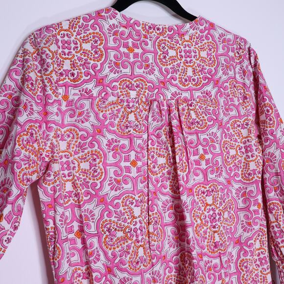 TUCKERNUCK Pomander Place Kenzo Mini Dress Pink Orange Block Print Women's S - Picture 10 of 15